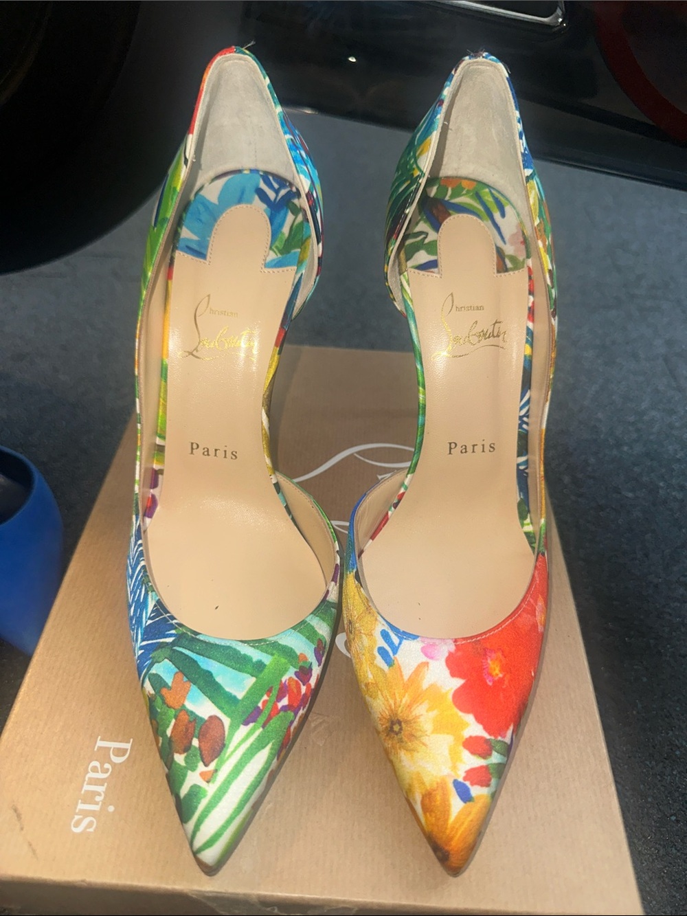 Christian Louboutin Iriza 100 crepe satin fleuri pumps - Picture 1 of 5